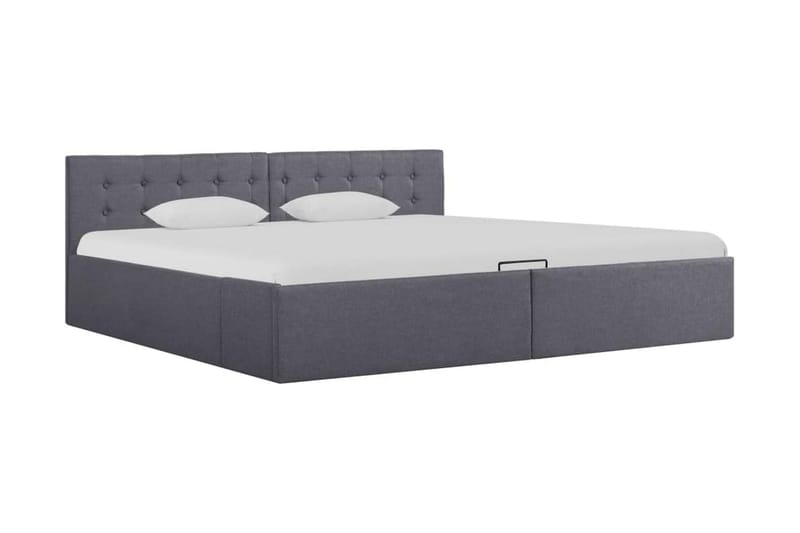 Hydraulisk Opbevaringsseng 180 X 200 Cm Stof Mørkegrå - Grå - Møbler - Senge - Sengeramme & sengestel