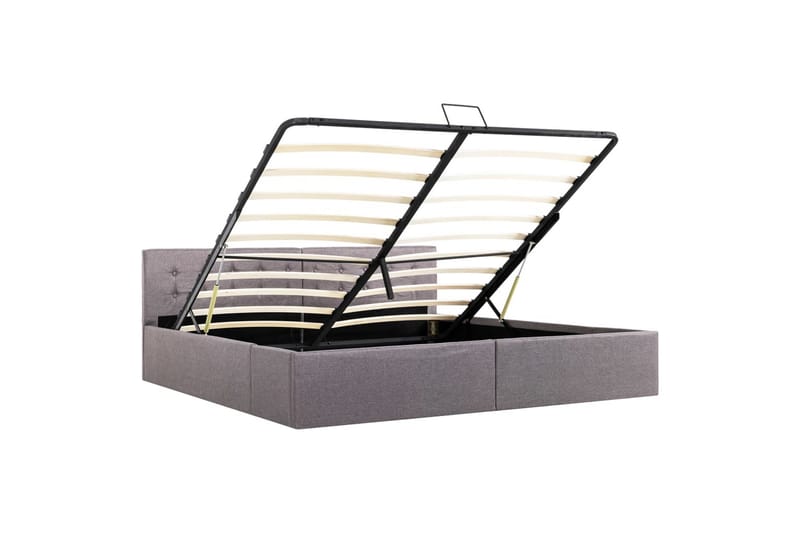 Hydraulisk Opbevaringsseng 180 X 200 Stof Gråbrun - Brun - Møbler - Senge - Sengeramme & sengestel