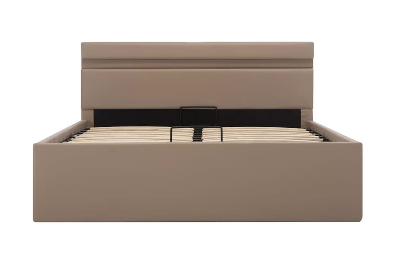 Hydraulisk Opbevaringsseng Led 120X200 Cm Kunstlæder Cappucc - Brun - Møbler - Senge - Sengeramme & sengestel
