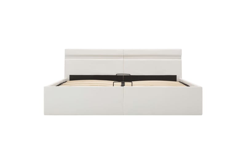 Hydraulisk Opbevaringsseng Med Led 160 X 200 Cm Kunstlæder H - Hvid - Møbler - Senge - Sengeramme & sengestel
