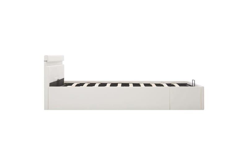 Hydraulisk Opbevaringsseng Med Led 160 X 200 Cm Kunstlæder H - Hvid - Møbler - Senge - Sengeramme & sengestel