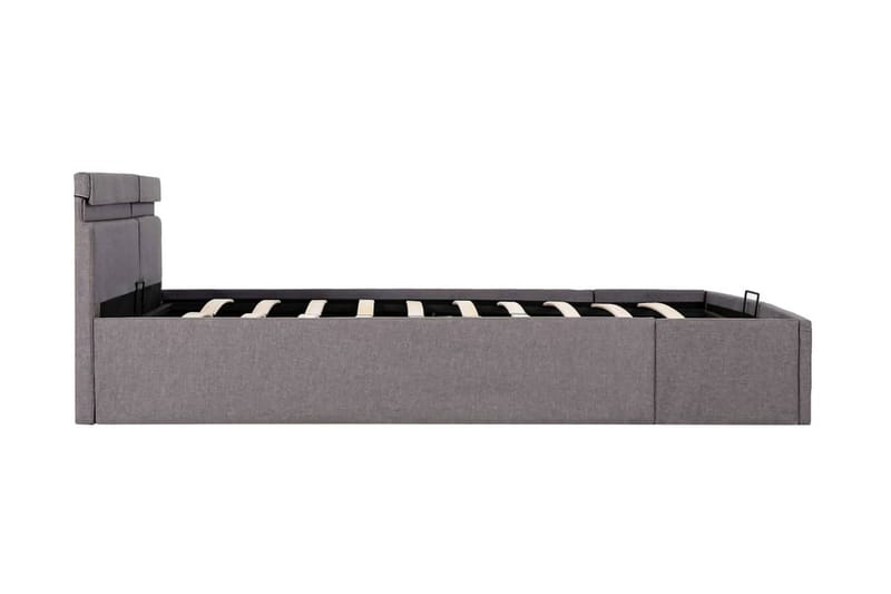 Hydraulisk Opbevaringsseng Med Led 160x200 cm Stof Gråbrun - Møbler - Senge - Sengeramme & sengestel