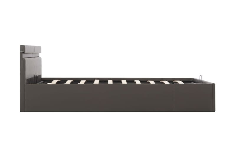 Hydraulisk Opbevaringsseng Med Led 180 X 200 Cm Kunstlæder G - Grå - Møbler - Senge - Sengeramme & sengestel