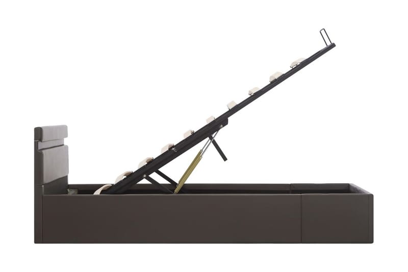 Hydraulisk Opbevaringsseng Med Led 180 X 200 Cm Kunstlæder G - Grå - Møbler - Senge - Sengeramme & sengestel