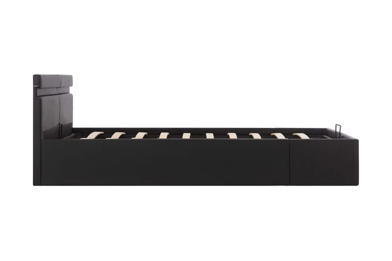 Hydraulisk Opbevaringsseng Med Led 180 X 200 Cm Kunstlæder S - Sort - Møbler - Senge - Sengeramme & sengestel