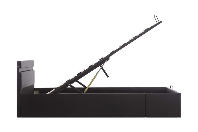 Hydraulisk Opbevaringsseng Med Led 180 X 200 Cm Kunstlæder S - Sort - Møbler - Senge - Sengeramme & sengestel