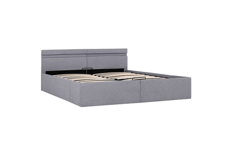 Hydraulisk Opbevaringsseng Med Led 180x200 cm Stof Lysegrå - Møbler - Senge - Sengeramme & sengestel