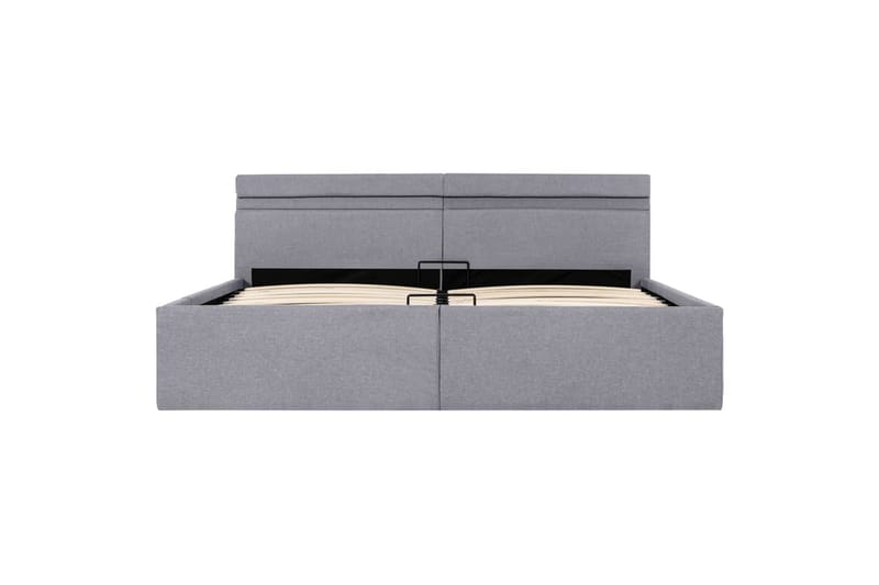 Hydraulisk Opbevaringsseng Med Led 180x200 cm Stof Lysegrå - Møbler - Senge - Sengeramme & sengestel