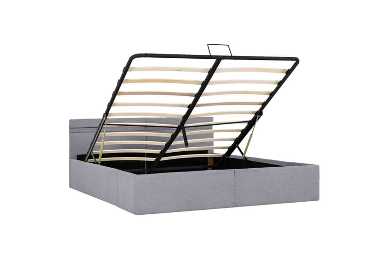 Hydraulisk Opbevaringsseng Med Led 180x200 cm Stof Lysegrå - Møbler - Senge - Sengeramme & sengestel