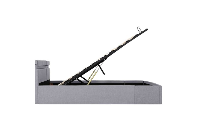 Hydraulisk Opbevaringsseng Med Led 180x200 cm Stof Lysegrå - Møbler - Senge - Sengeramme & sengestel