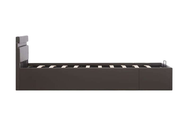 Hydraulisk Opbevaringsseng Med Led 90 X 200 Cm Kunstlæder Gr - Grå - Møbler - Senge - Sengeramme & sengestel