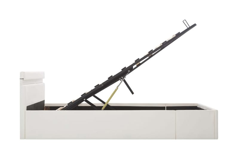 Hydraulisk Opbevaringsseng Med Led 90 X 200 Cm Kunstlæder Gr - Grå - Møbler - Senge - Sengeramme & sengestel