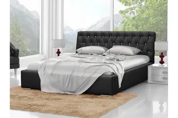 Junkerdal Sengepakke 180x200 cm med Opbevaring og Sengegavl + Topmadras - Sort - Møbler - Senge - Sengeramme & sengestel