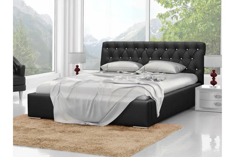 Junkerdal Sengepakke 180x200 cm med Opbevaring og Sengegavl + Topmadras - Sort - Møbler - Senge - Sengeramme & sengestel