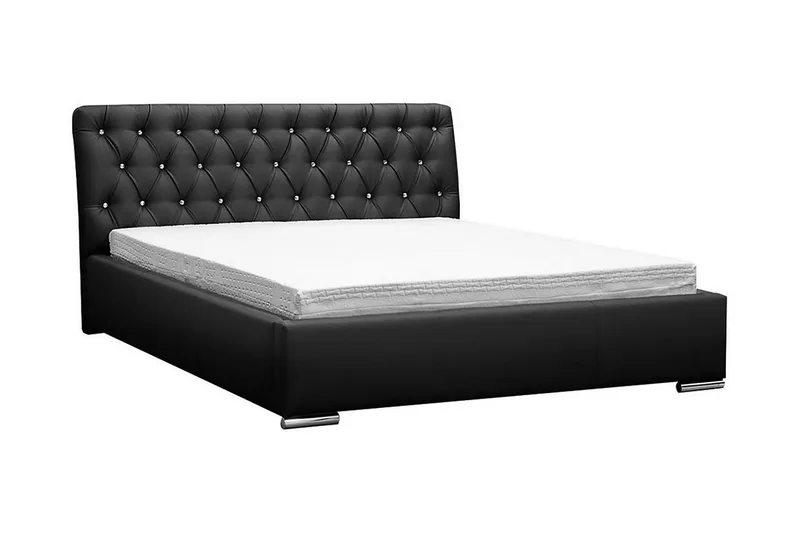 Junkerdal Sengepakke 180x200 cm med Opbevaring og Sengegavl + Topmadras, Sort