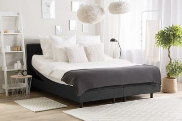 Kabbebo Sengepakke – Dobbeltseng 160x200 cm i Stof med Sengegavl + Topmadras - Grå - Møbler - Senge - Sengeramme & sengestel