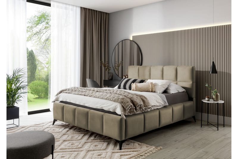 Kamble Sengeramme med Opbevaring 140x200 cm - Beige - Sengeramme & sengestel