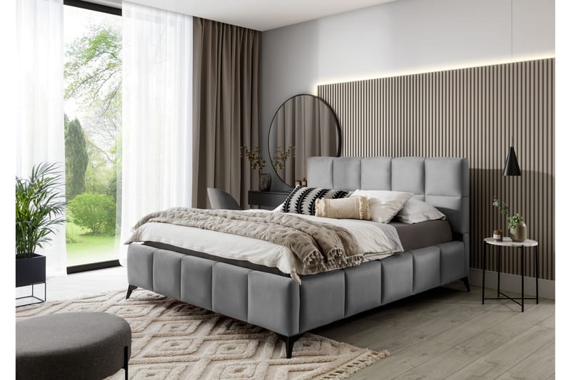 Kamble Sengeramme med Opbevaring 140x200 cm - Grå - Møbler - Senge - Sengeramme & sengestel