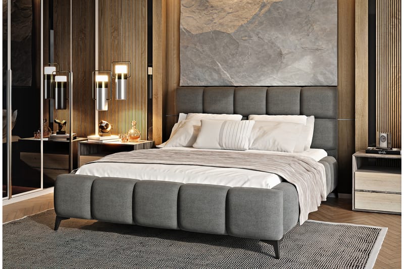 Kamble Sengeramme med Opbevaring 140x200 cm - Grå - Møbler - Senge - Sengeramme & sengestel