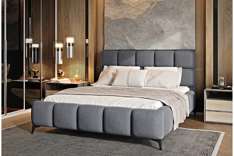 Kamble Sengeramme med Opbevaring 140x200 cm - Grå - Møbler - Senge - Sengeramme & sengestel