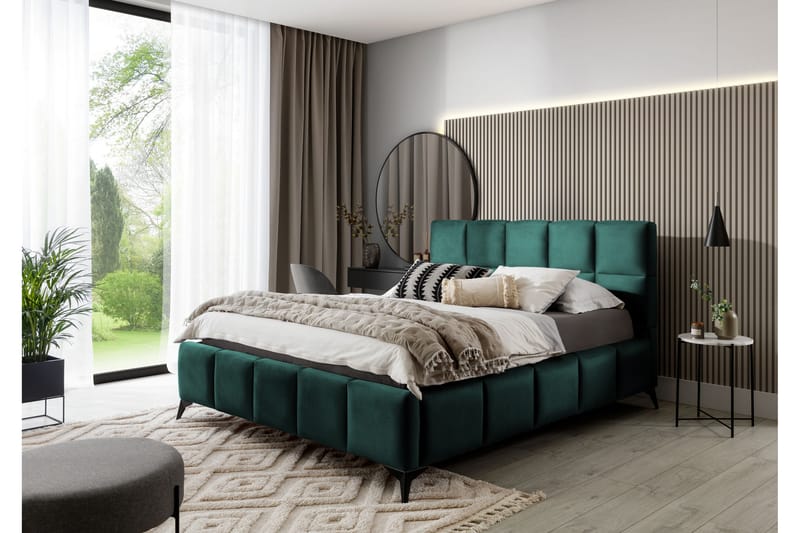 Kamble Sengeramme med Opbevaring 140x200 cm - Grøn - Møbler - Senge - Sengeramme & sengestel