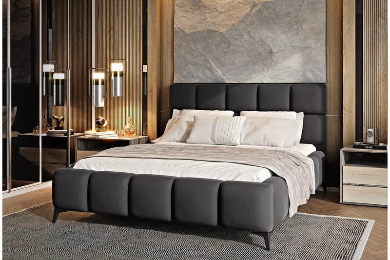 Kamble Sengeramme med Opbevaring 140x200 cm - Mørkegrå - Møbler - Senge - Sengeramme & sengestel