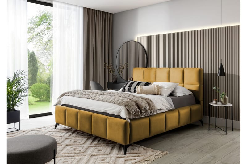 Kamble Sengeramme med Opbevaring 160x200 cm - Gul - Møbler - Senge - Sengeramme & sengestel