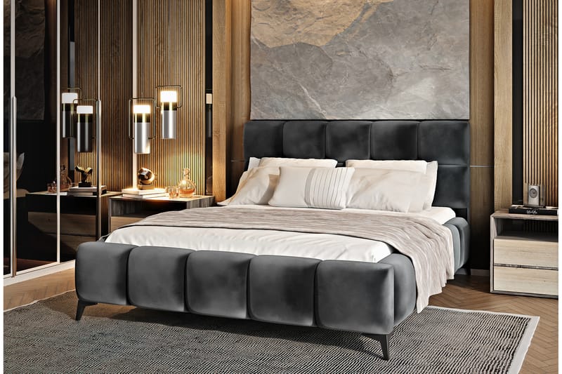 Kamble Sengeramme med Opbevaring 160x200 cm - Mørkegrå - Møbler - Senge - Sengeramme & sengestel