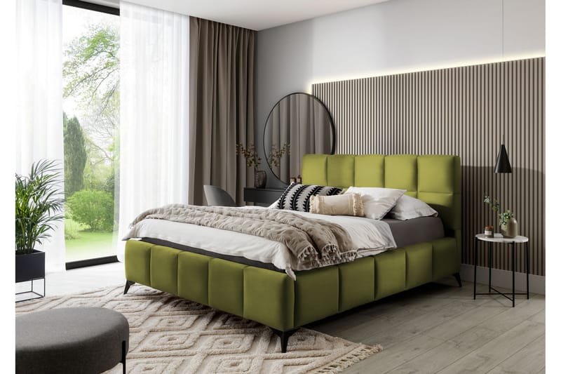 Kamble Sengeramme med Opbevaring 160x200 cm - Olivengrøn - Sengeramme & sengestel