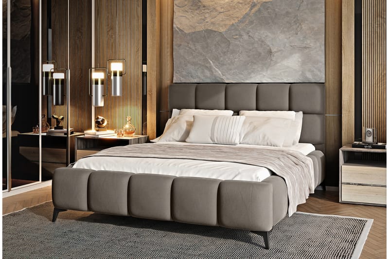 Kamble Sengeramme med Opbevaring 180x200 cm - Beige - Møbler - Senge - Sengeramme & sengestel