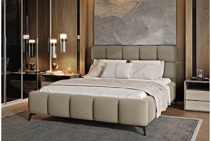 Kamble Sengeramme med Opbevaring 180x200 cm - Beige - Møbler - Senge - Sengeramme & sengestel
