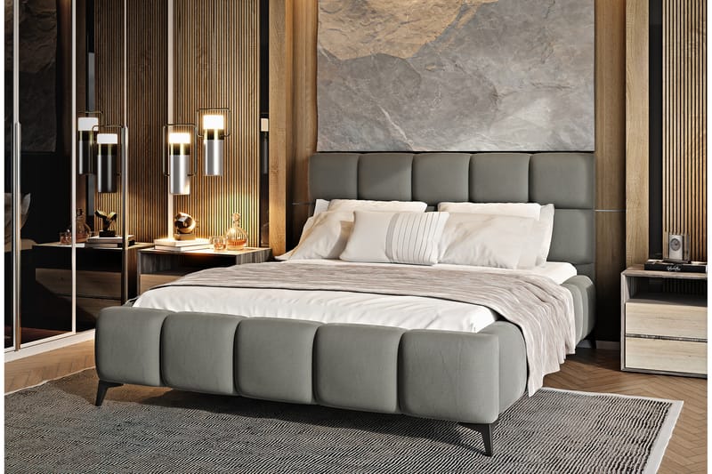 Kamble Sengeramme med Opbevaring 180x200 cm - Grå - Møbler - Senge - Sengeramme & sengestel