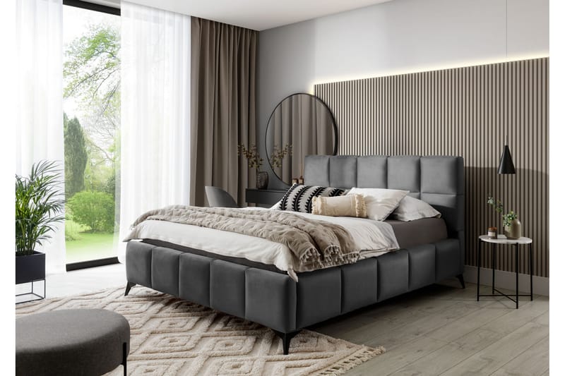 Kamble Sengeramme med Opbevaring 180x200 cm - Grå - Møbler - Senge - Sengeramme & sengestel