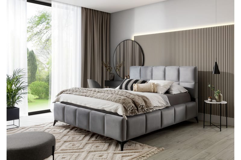 Kamble Sengeramme med Opbevaring 180x200 cm - Grå - Møbler - Senge - Sengeramme & sengestel