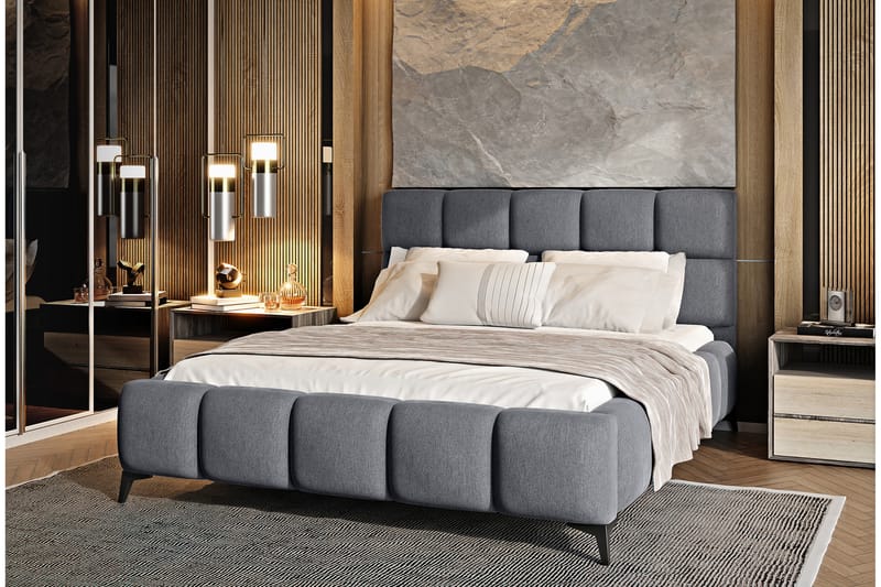 Kamble Sengeramme med Opbevaring 180x200 cm - Grå - Møbler - Senge - Sengeramme & sengestel