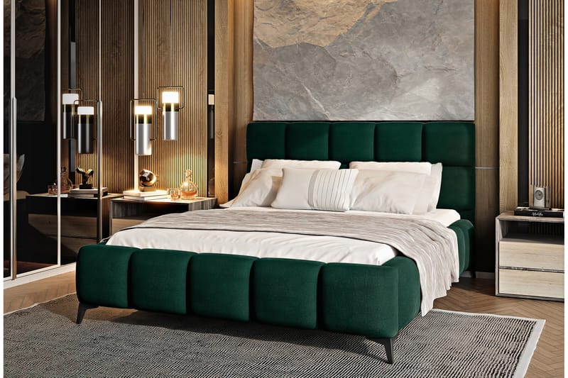 Kamble Sengeramme med Opbevaring 180x200 cm - Grøn - Møbler - Senge - Sengeramme & sengestel
