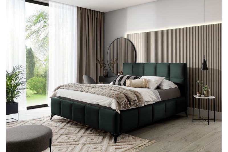 Kamble Sengeramme med Opbevaring 180x200 cm - Grøn - Møbler - Senge - Sengeramme & sengestel