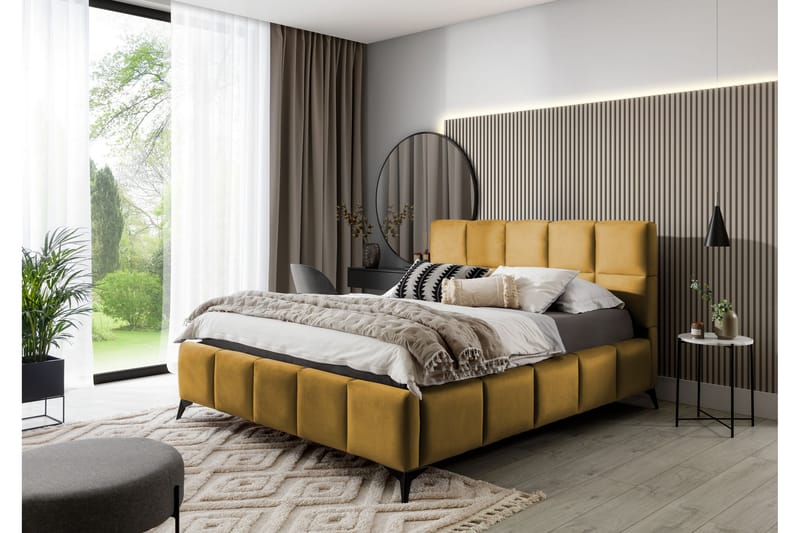 Kamble Sengeramme med Opbevaring 180x200 cm - Gul - Møbler - Senge - Sengeramme & sengestel