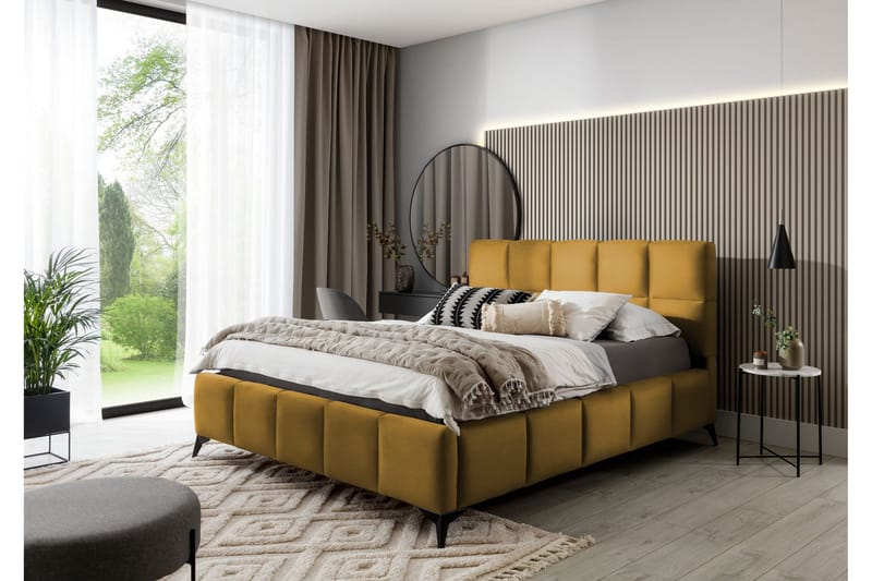 Kamble Sengeramme med Opbevaring 180x200 cm - Gul - Møbler - Senge - Sengeramme & sengestel