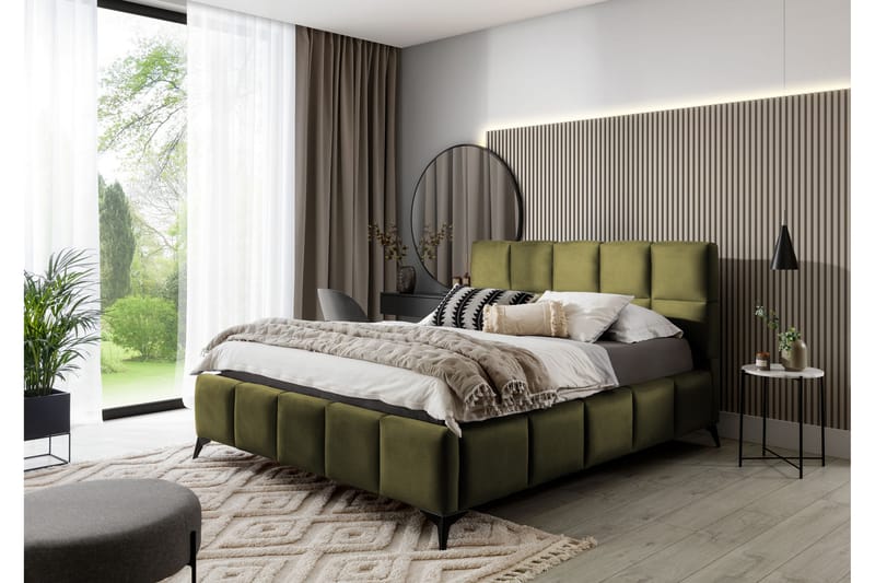 Kamble Sengeramme med Opbevaring 180x200 cm - Olivengrøn - Møbler - Senge - Sengeramme & sengestel