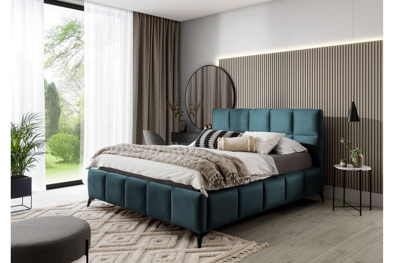 Kamble Sengeramme med Opbevaring 180x200 cm - Turkis - Møbler - Senge - Sengeramme & sengestel