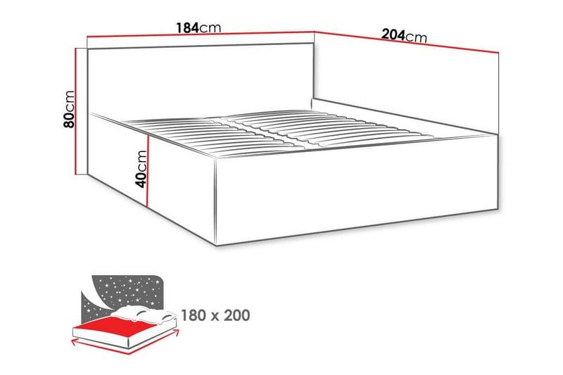 Kintore Sengeramme 180x200 cm - Hvid - Sengeramme & sengestel