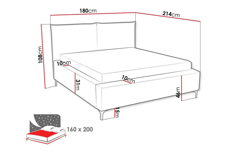 Knocklong Sengeramme 160x200 cm - Lysegrå/Mørkegrå - Sengeramme & sengestel