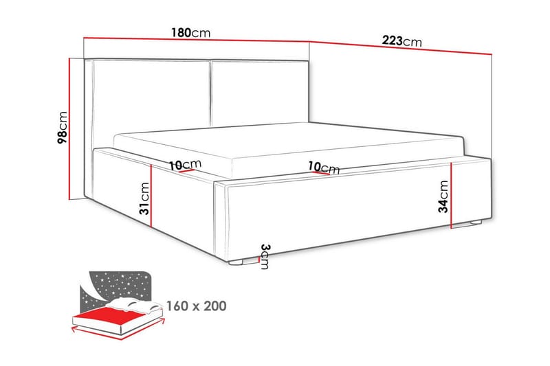 Knocklong Sengeramme 160x200 cm - Sort - Sengeramme & sengestel