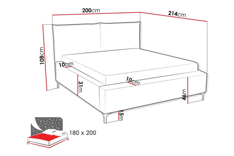 Knocklong Sengeramme 180x200 cm - Beige - Sengeramme & sengestel