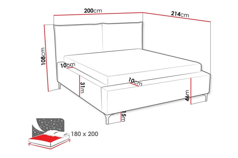 Knocklong Sengeramme 180x200 cm - Lysegrå/Mørkegrå - Sengeramme & sengestel
