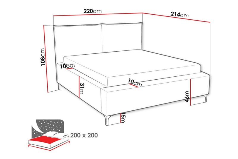 Knocklong Sengeramme 200x200 cm - Møbler - Senge - Sengeramme & sengestel