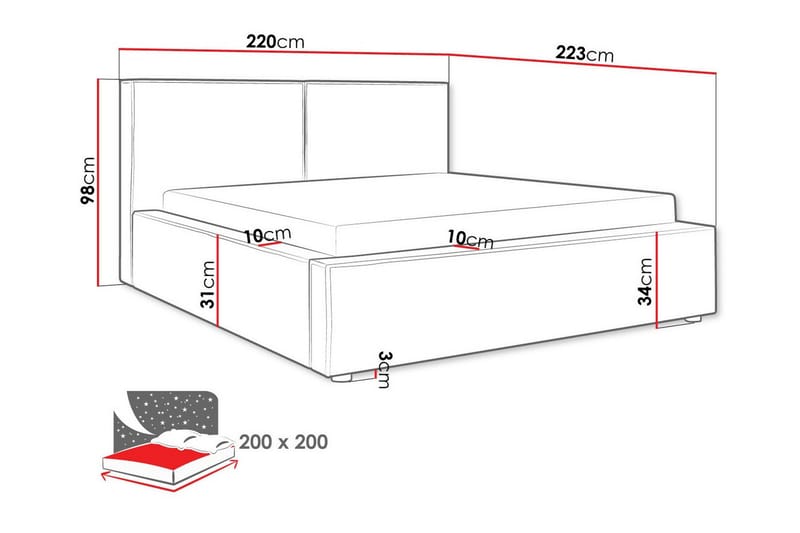 Knocklong Sengeramme 200x200 cm - Møbler - Senge - Sengeramme & sengestel