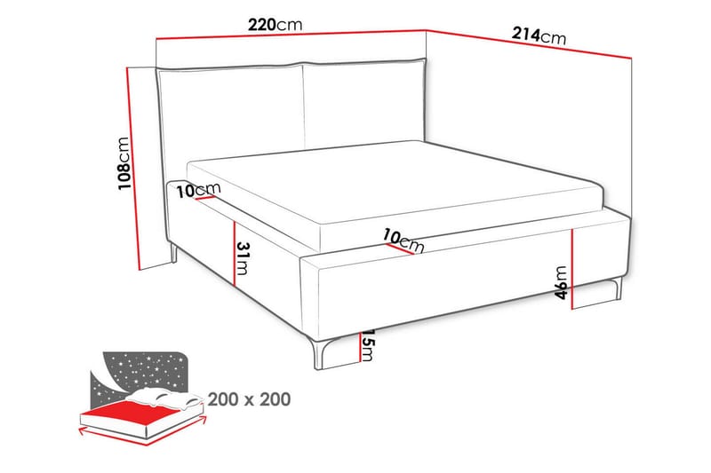 Knocklong Sengeramme 200x200 cm - Møbler - Senge - Sengeramme & sengestel