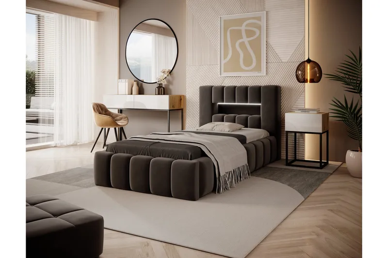 Lamica 3-personers Sengeramme med Opbevaring 90x200 cm, Brun